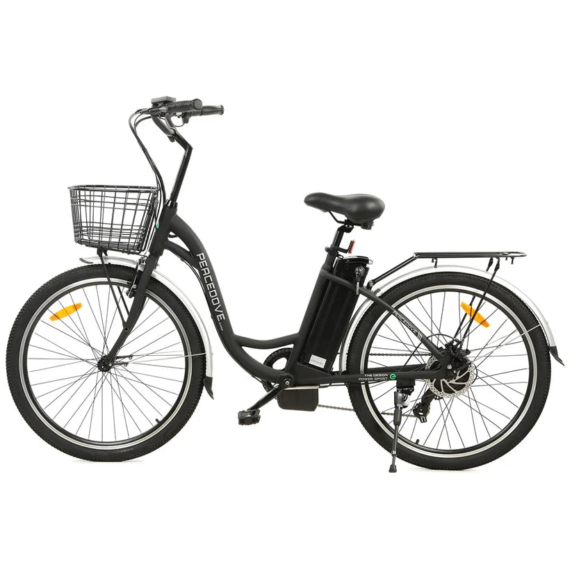 Ecotric Peacedove 26" electric city bike with basket and rear rack 350W 36V/10AH