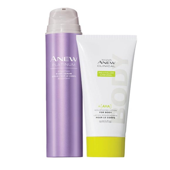 Avon Isa Knox Anew Clinical AHA Body Lotion & Platinum Sculpting Body Serum Set